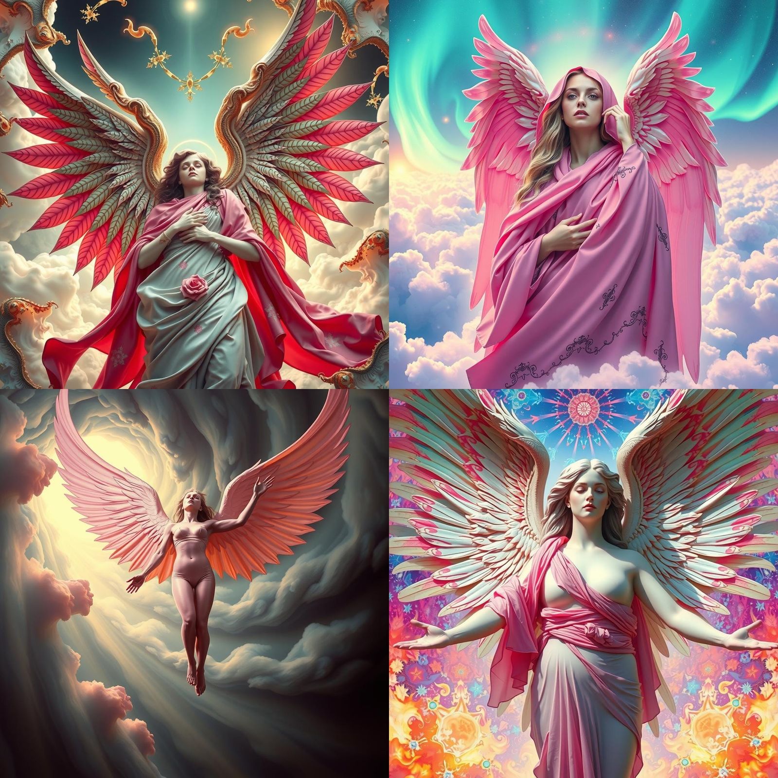 Erotic Angel in Pink Latex with Fractal Heaven