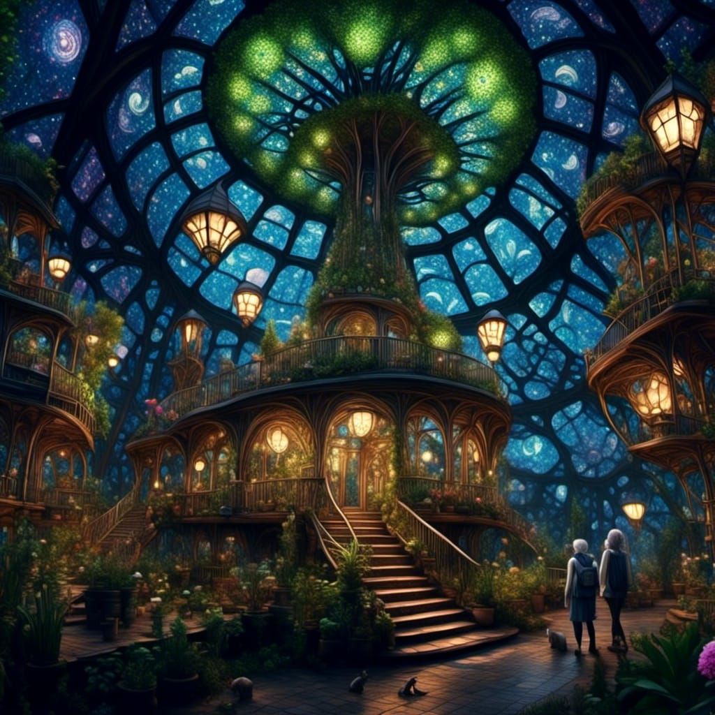 Futuristic Eco-Metropolis with Bioluminescent Gardens