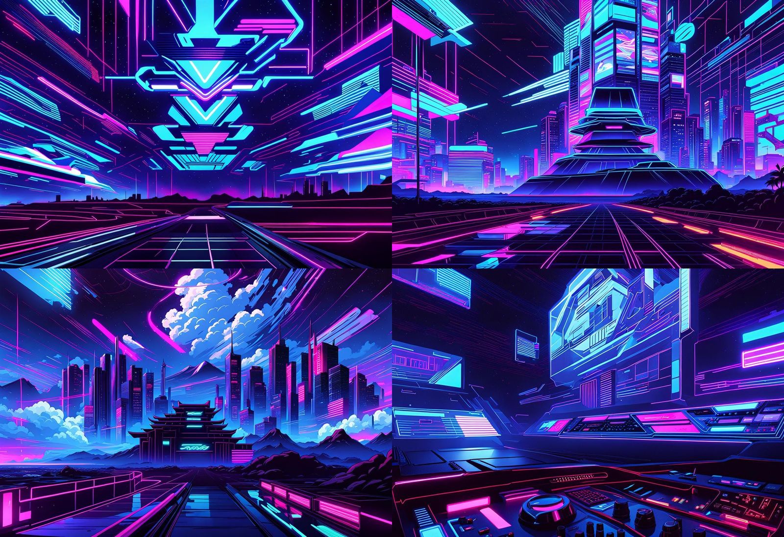 Anime Synthwave Neon Retro Cityscape