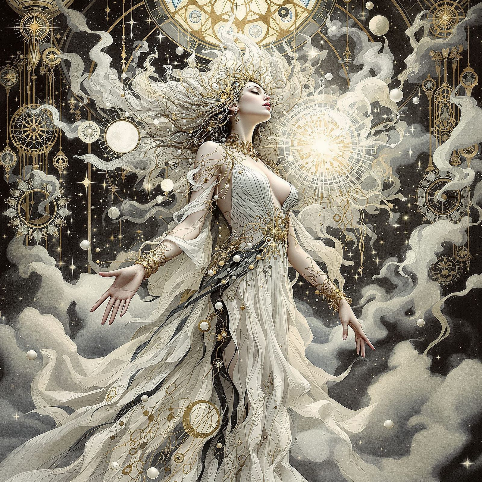 Surreal Astral Dreamscape: White Mage in Steampunk Fantasy