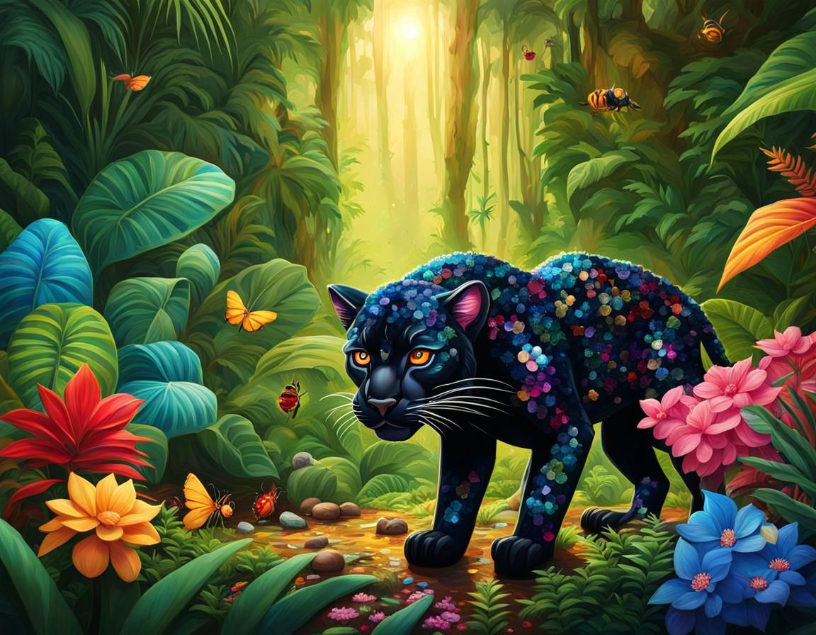 Crystal Chibi Panther Prowling in Jungle