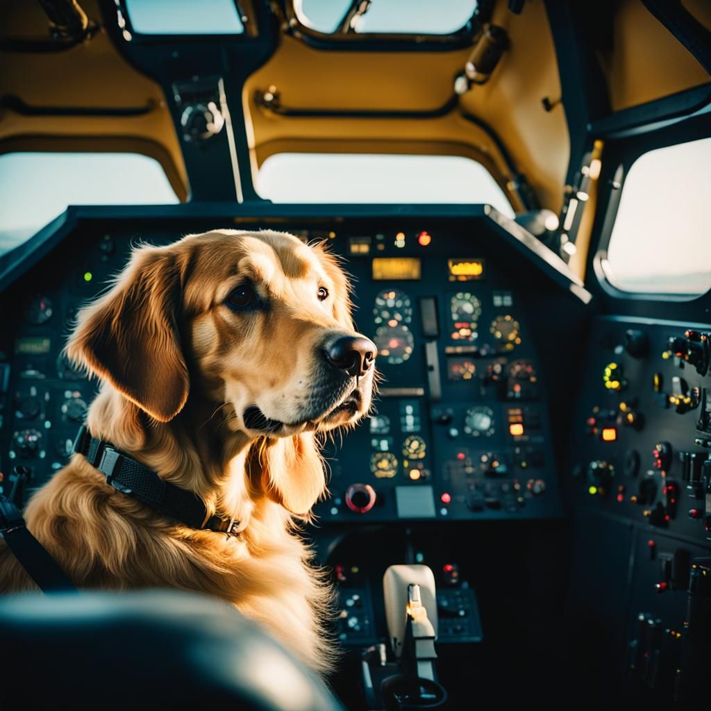 Golden Retriever Pilot: Cinematic Film Still