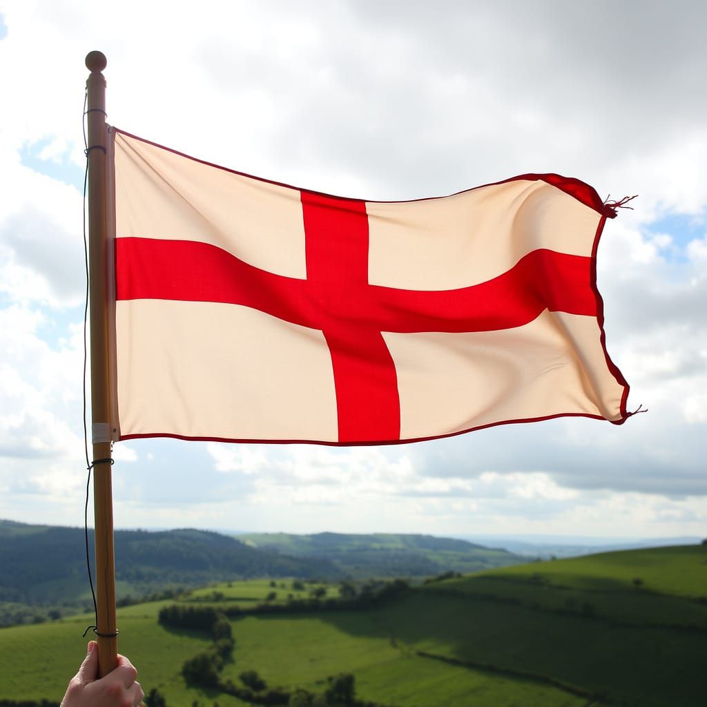 St George's Flag Soars Above English Countryside in Vibrant ...