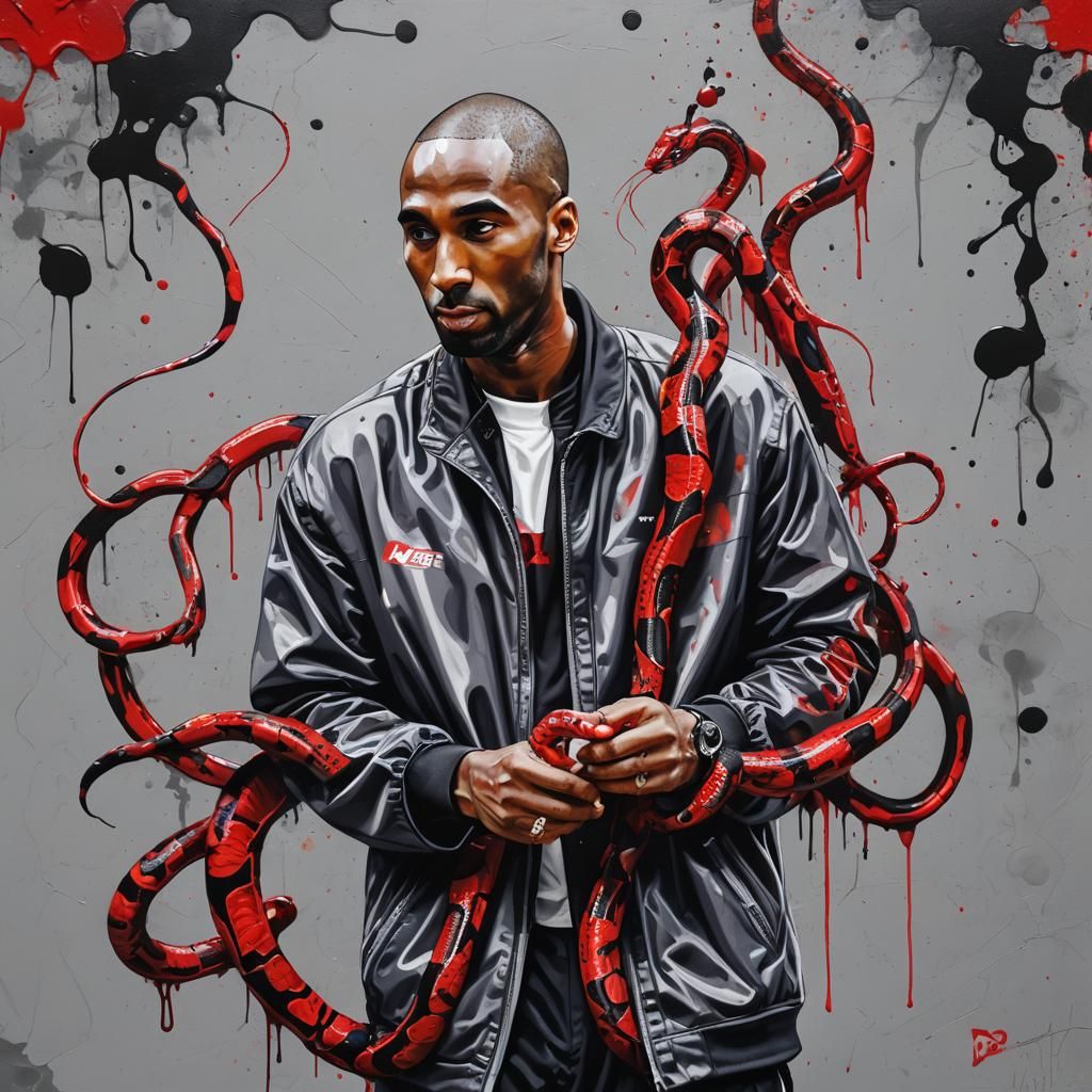 Kobe Bryant Graffiti Art with Snake