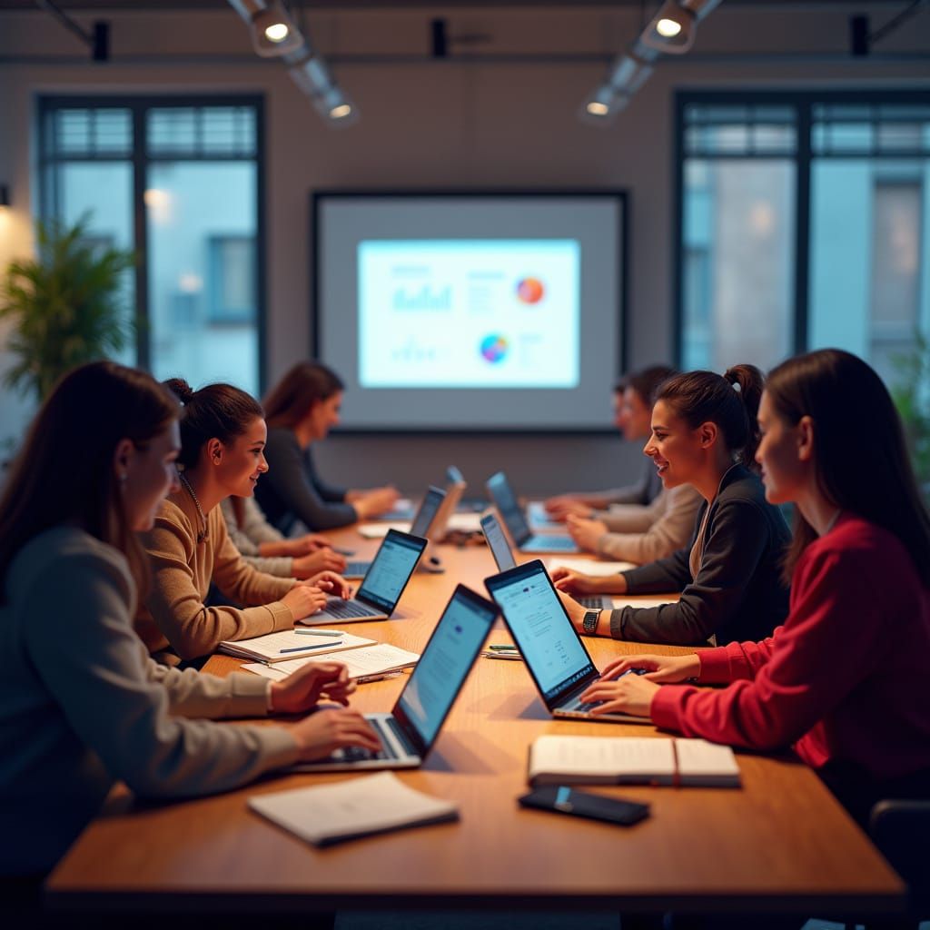 Collaborative Teams in Modern Co-working Space Digital Matte...