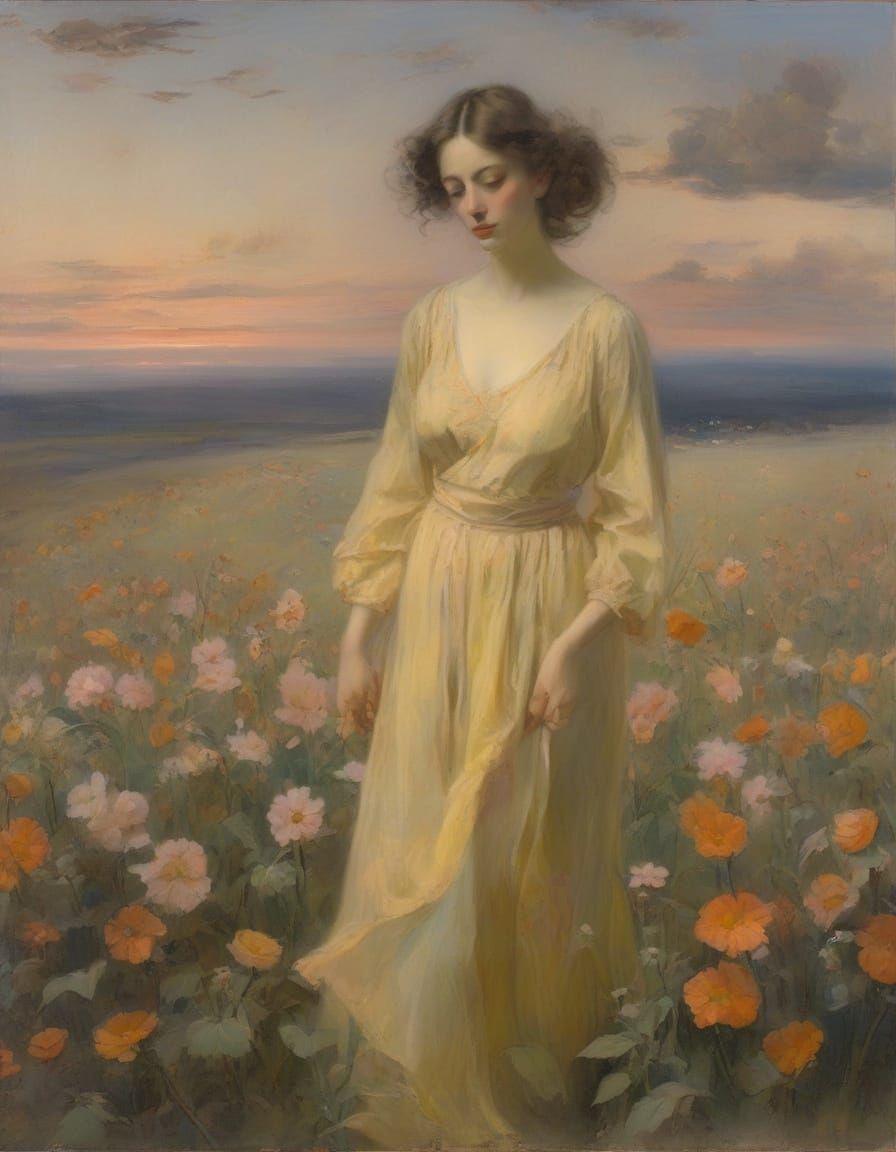 Romantic Watercolor Portrait in Impasto Style