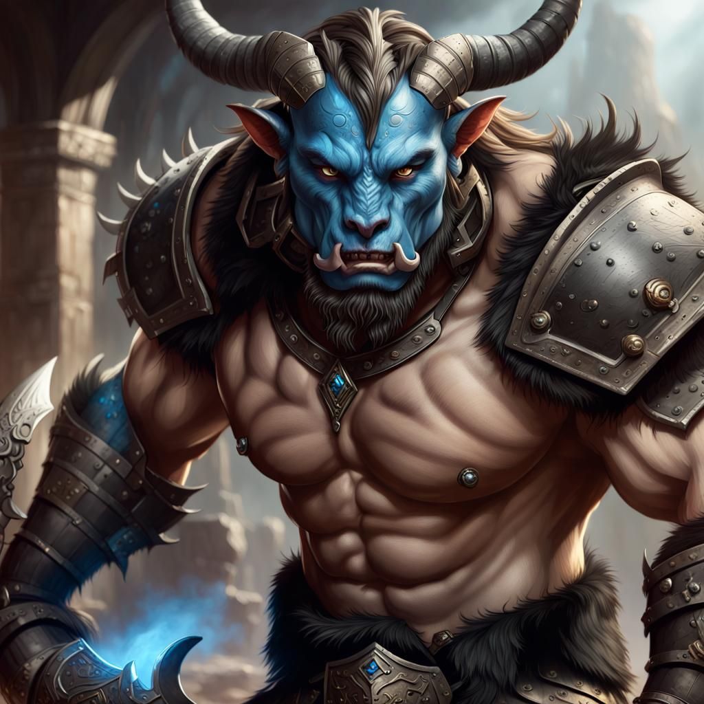 Minotaur Warrior Portrait in Dark Fantasy Style