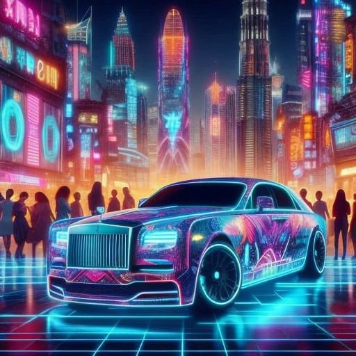 Rolls Royce in Neon Noir Cyberpunk Style