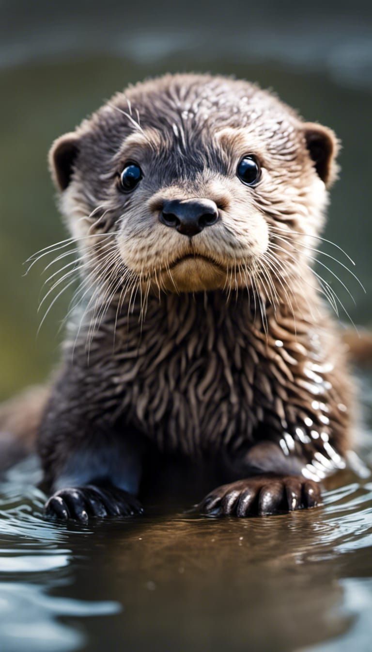 Adorable Baby Otter Character Portrait