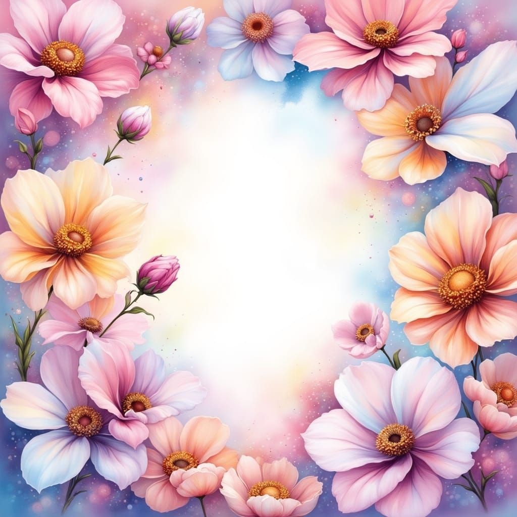 Pastel Flowers in Alcohol Ink Style