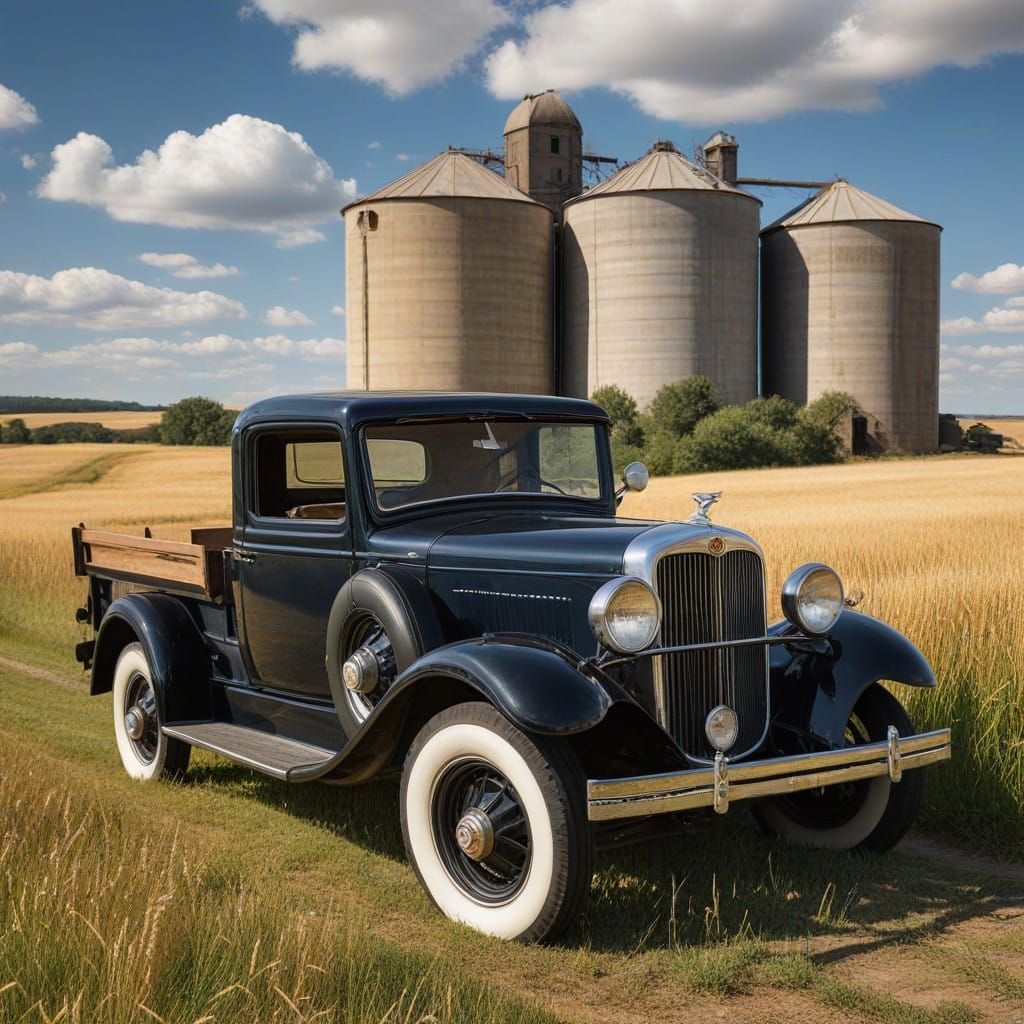 Vintage Studebaker Truck in Golden Wheat Fields