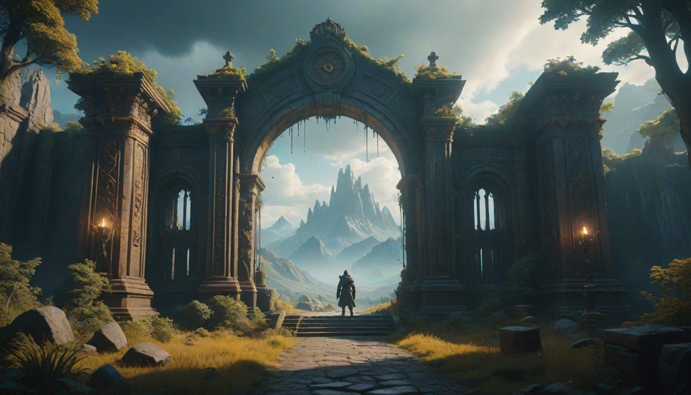 Bridges to the Spiritual Realm in Cyberpunk Style