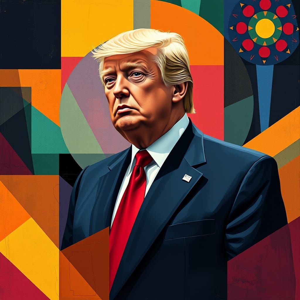 Donald Trump in Cubist Art Deco Portrait