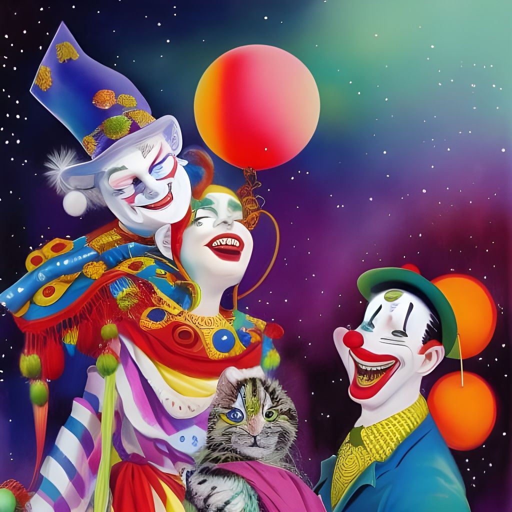 Clowns in a Family Business, Watercolor Style