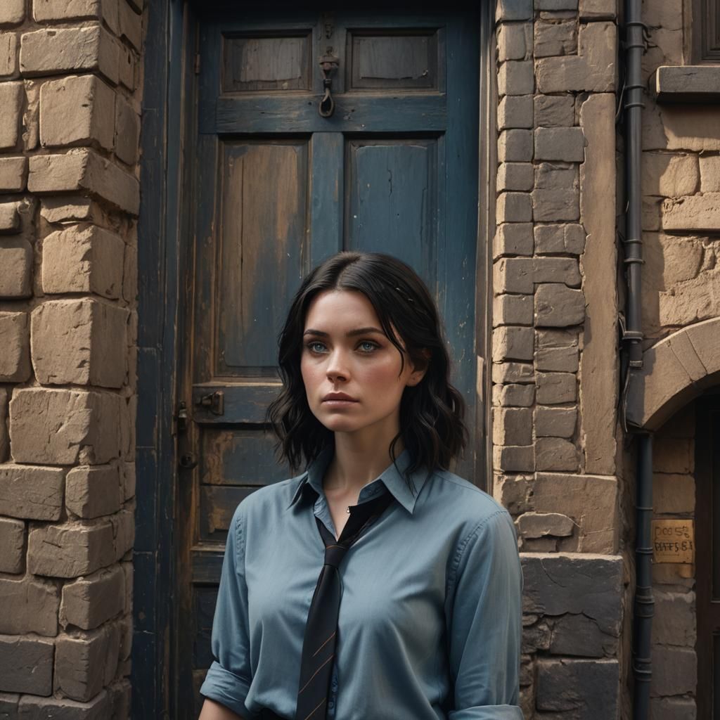 Emily Brantford at Tenement Entrance: Matte Painting