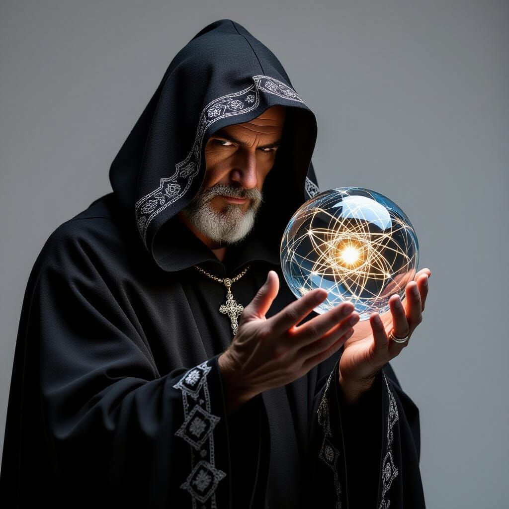 Enigmatic Figure Holding Arcane Artifact