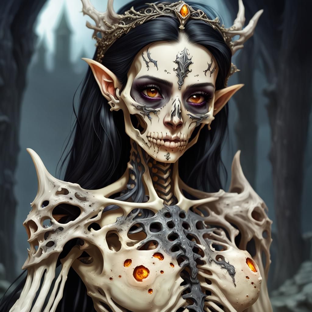 Beautiful Elf Lich with Striking Features