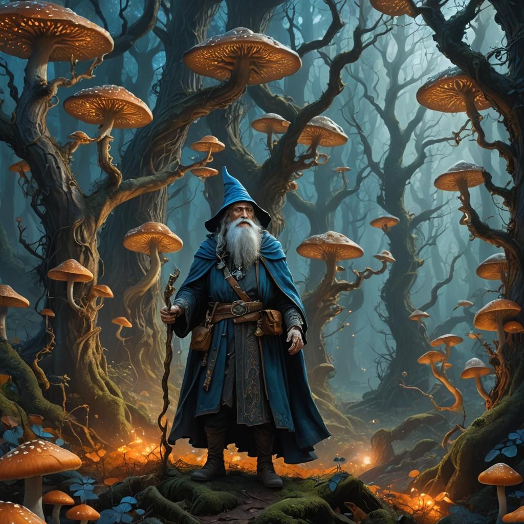Mystical Forest Wizard in Detailed Matte Painting