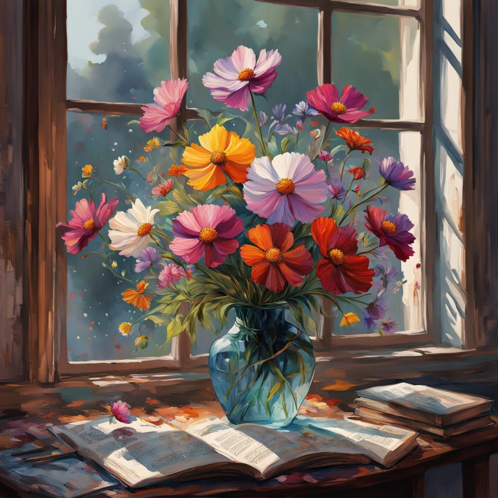 Stunning Cosmos Flower Arrangement in Soft Focus