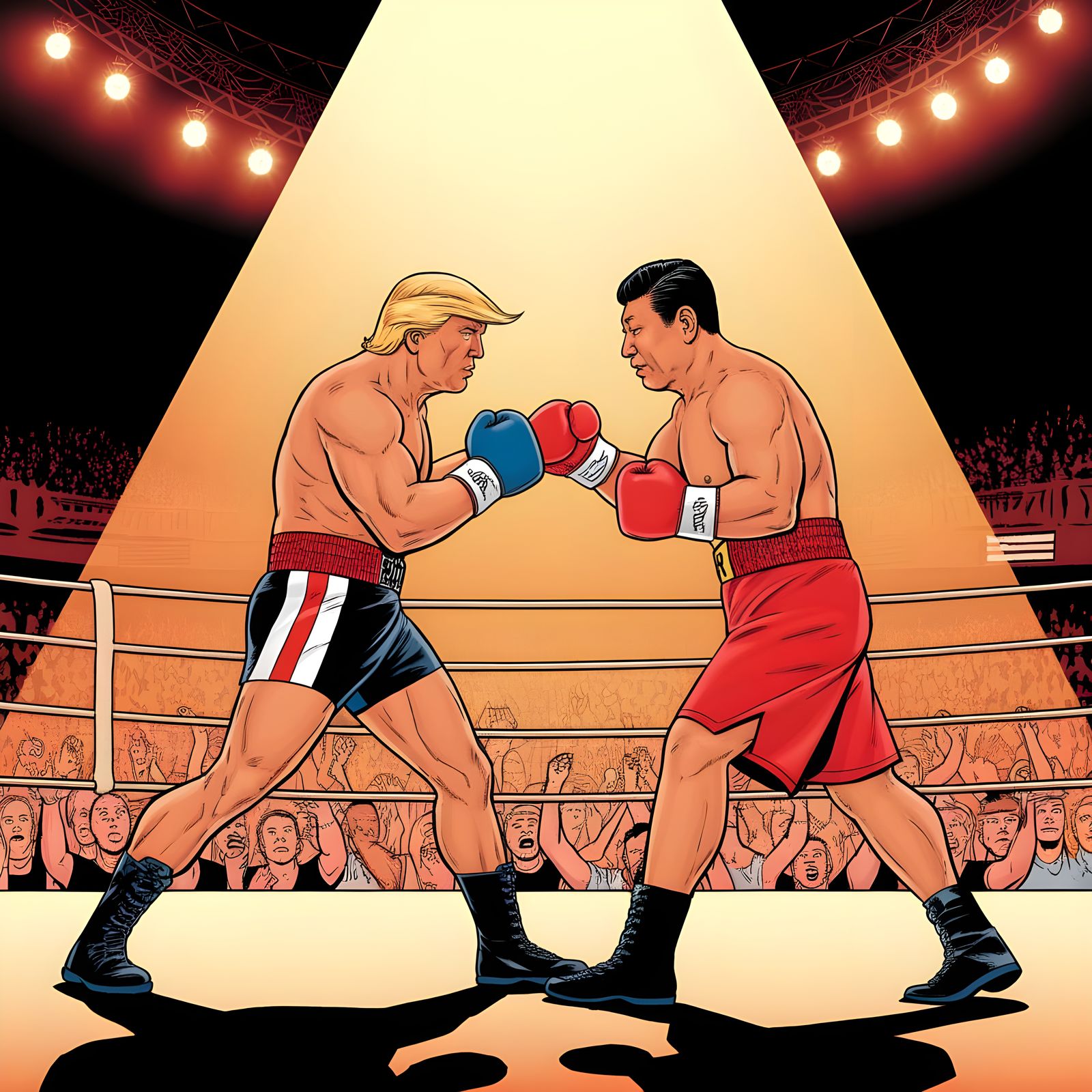 Muscular World Leaders Clash in Epic Boxing Match