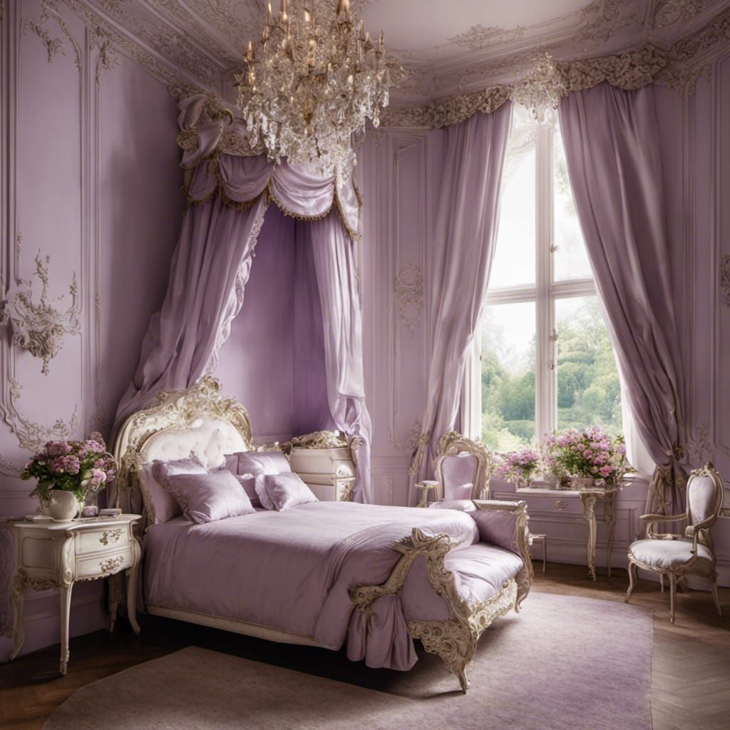 Rococo Princess Bedroom with Lavender Flowers