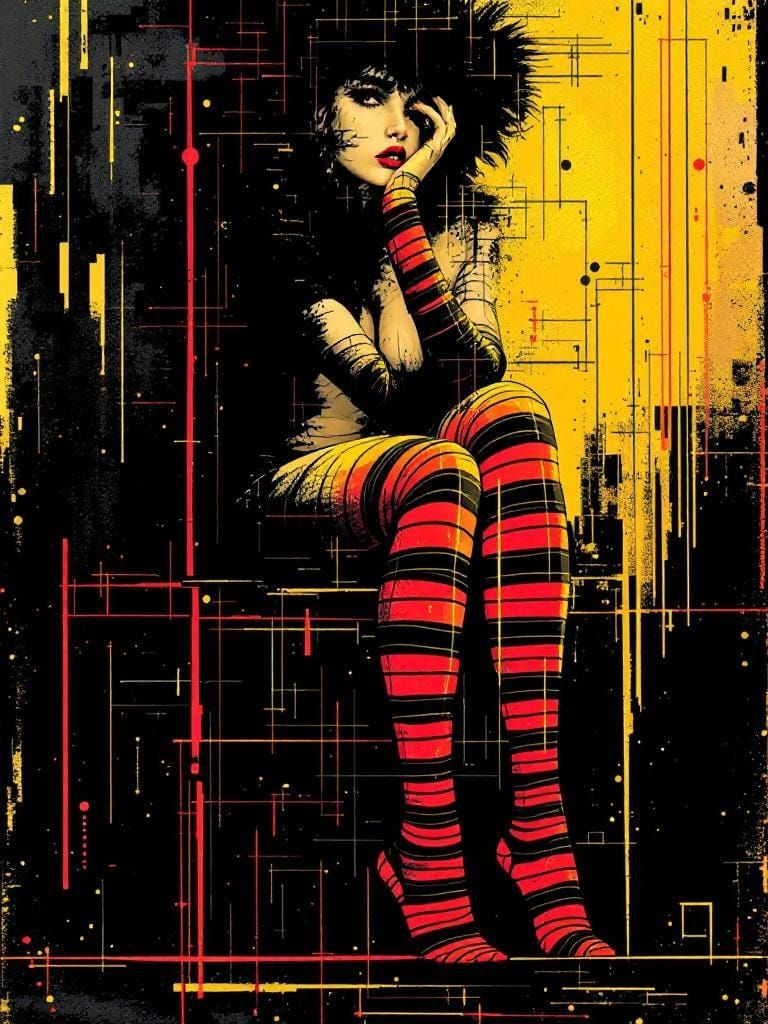 Glitch Art Figure with Dramatic Lighting