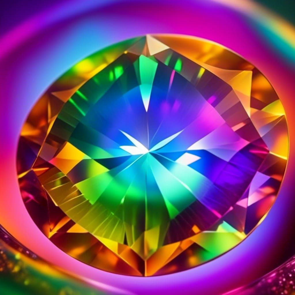 Brilliant Cut Gem Surrounded by Stars