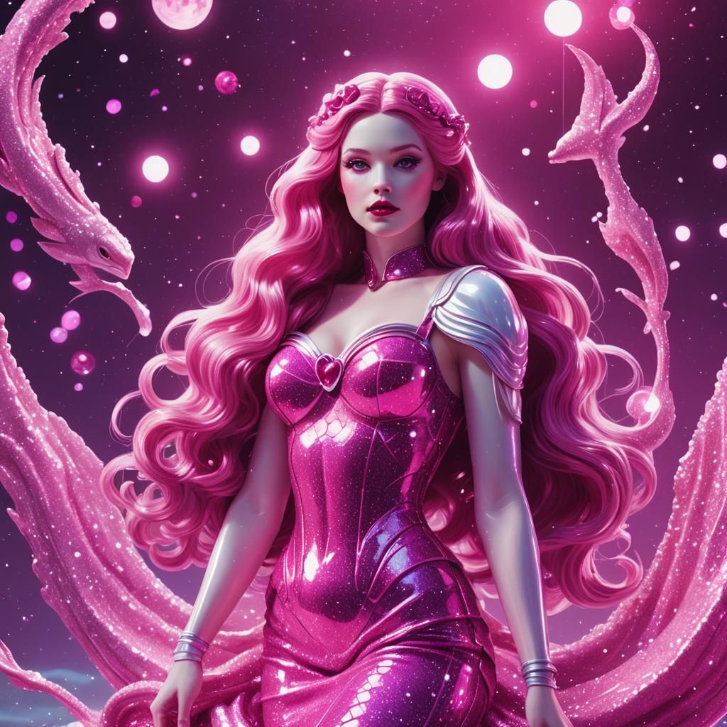 Snow White Space Mermaid with Neon Sparkles