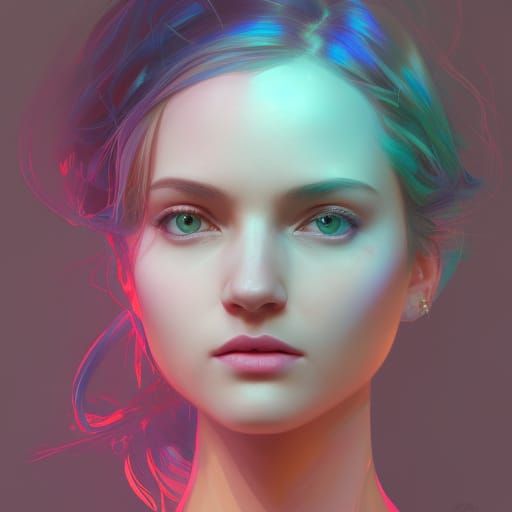 Beautiful Girl Portrait in Dynamic Lighting