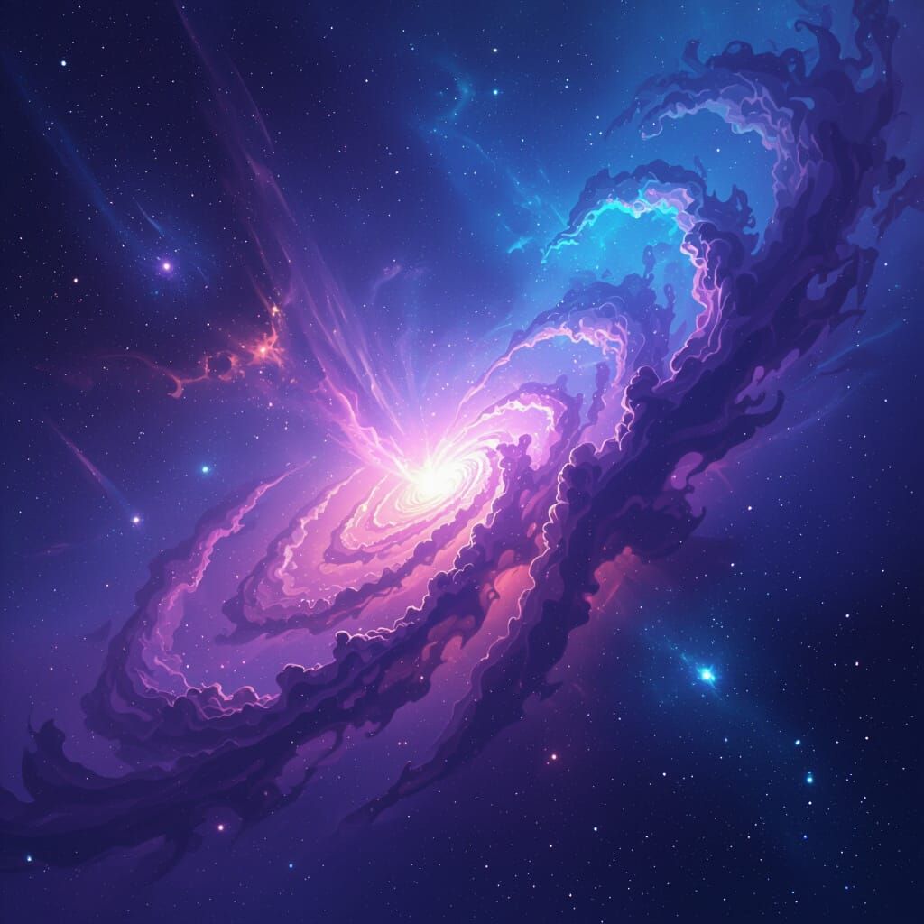 Vibrant Cosmic Nebulae in Quantum Space