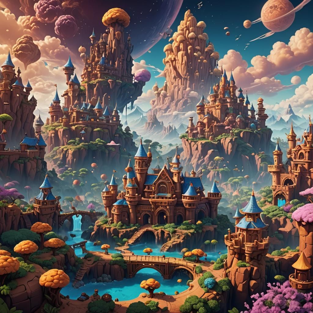 Fantastical Cookierun Kingdom Sky: Detailed Matte Painting