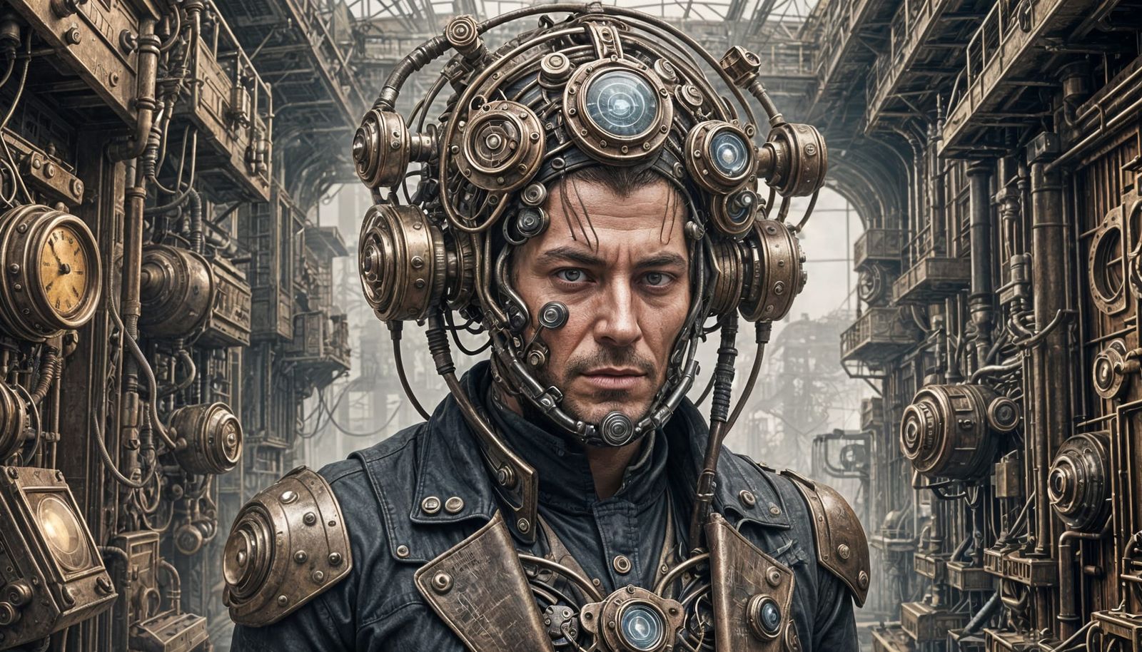 Dystopian Steampunk Biometric Engineer: Man vs Machine