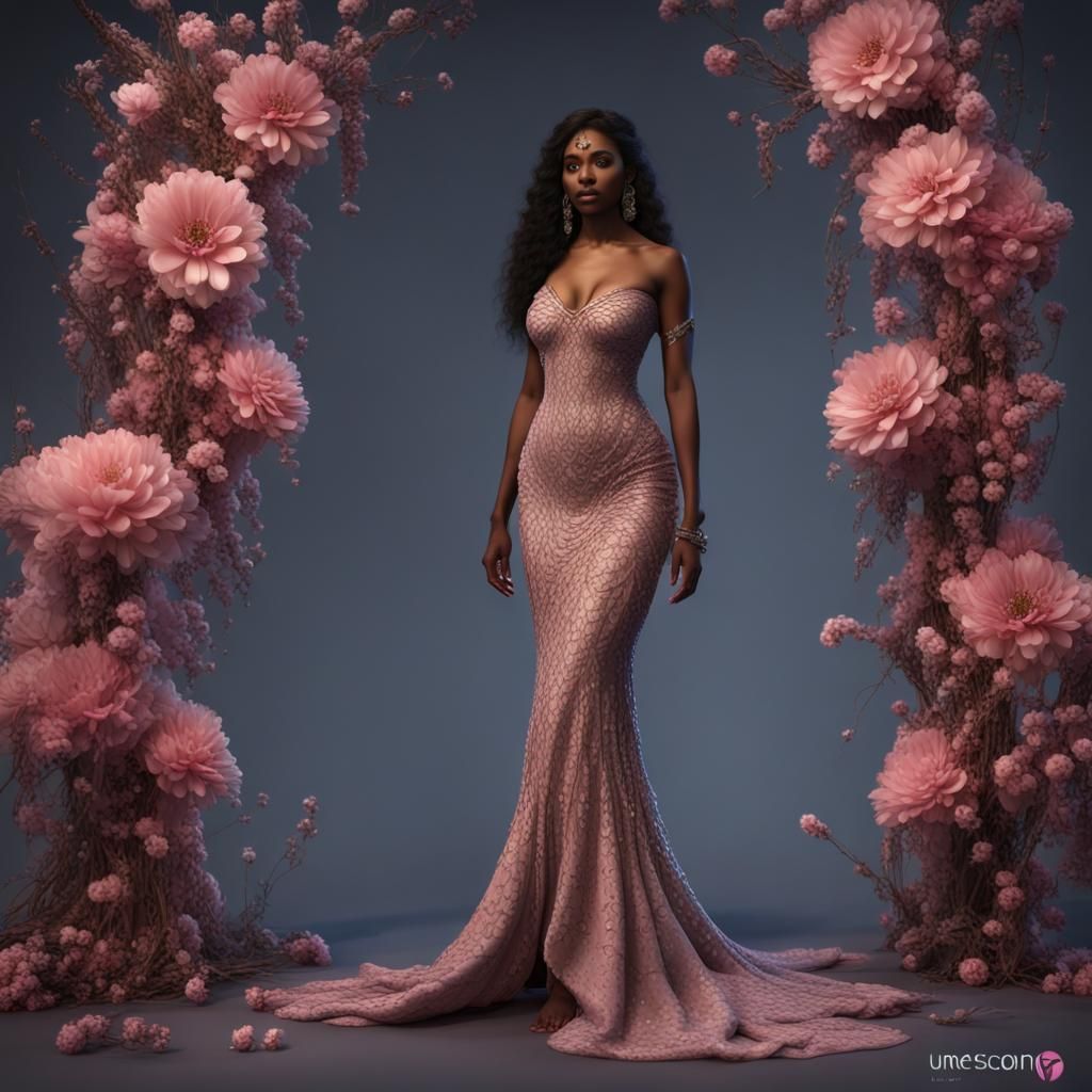 Indian Woman in Glittery Pink Mermaid Gown