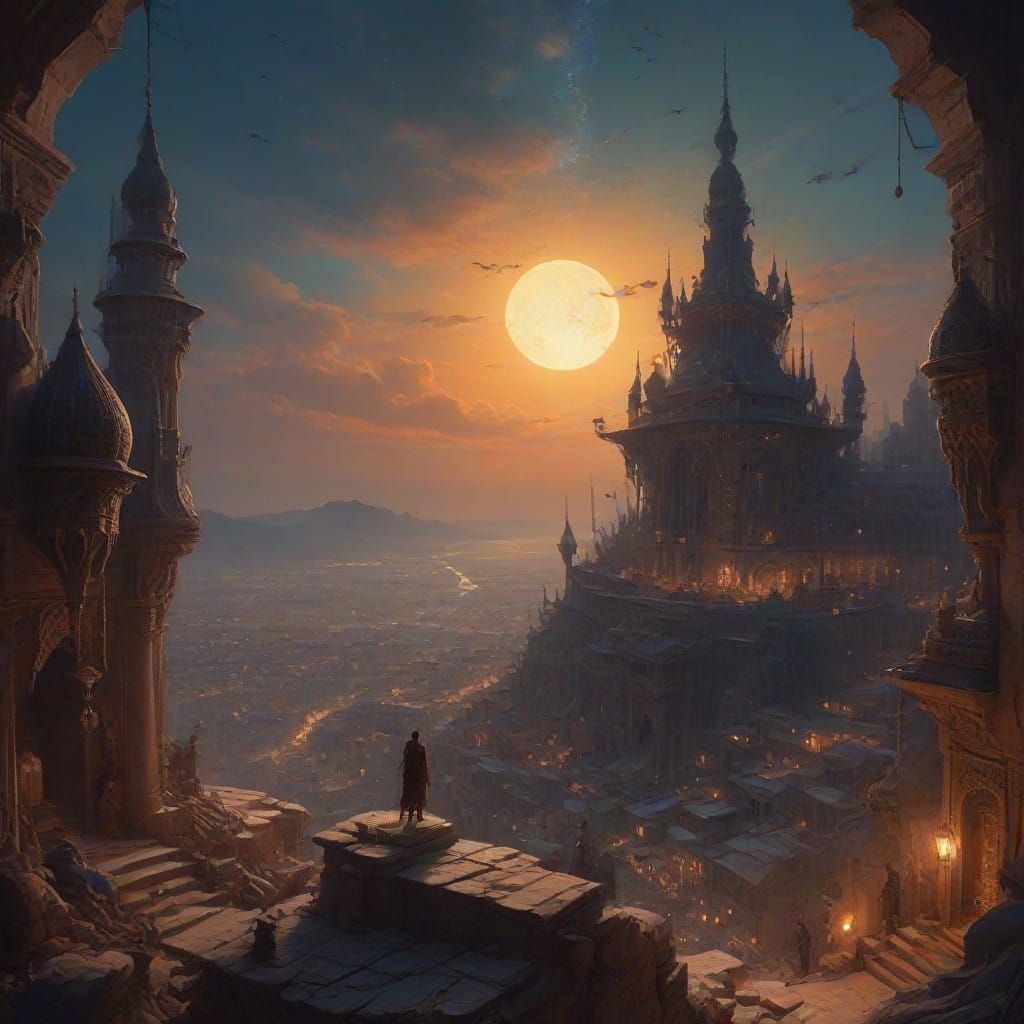 Epic Djinn Ascends in Arabian Nights Artwork