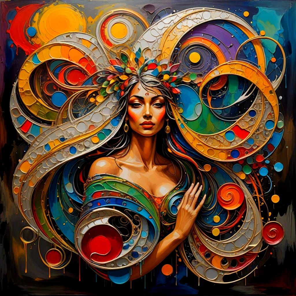 Abstract Expressionism with Iridescent Swirls