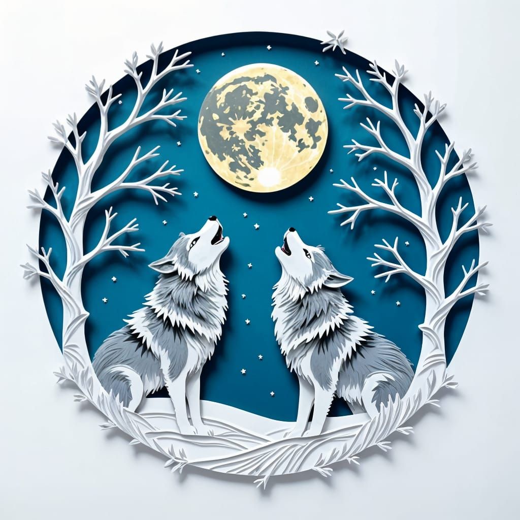 Wolves Howling: Intricate Paper Cutting Art