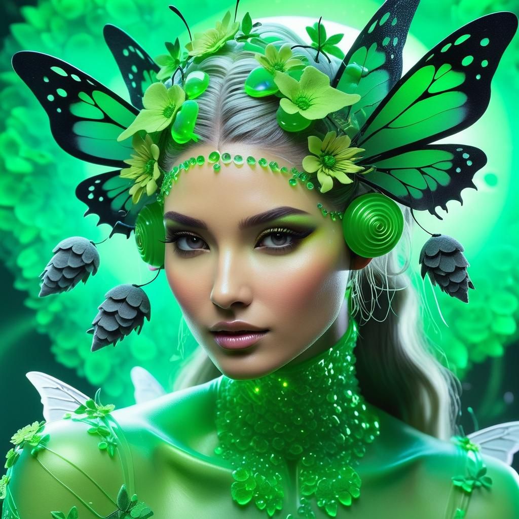 "Epic young flower fairy girl, luminescence, beautiful"