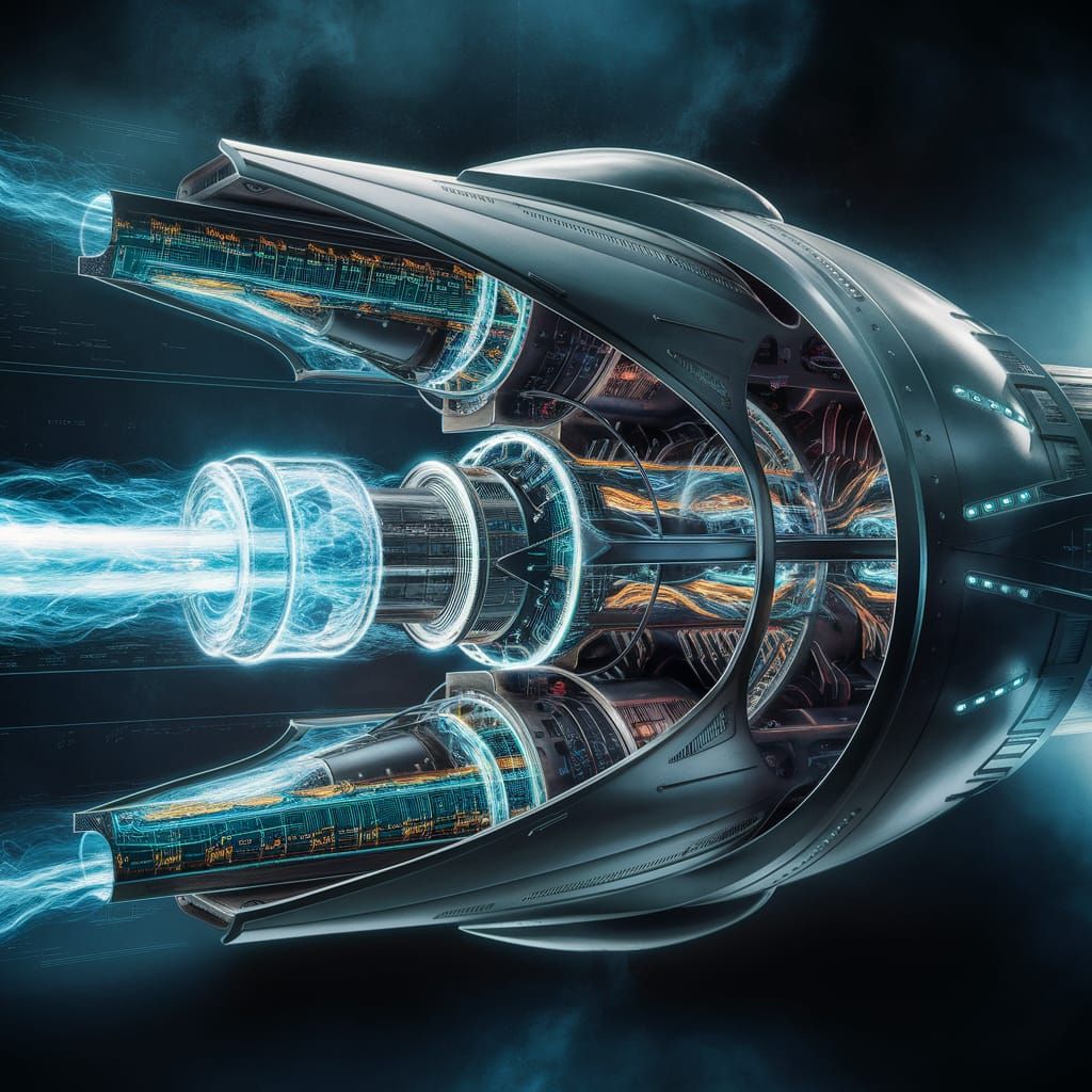 Futuristic Warp Nacelle Cut-Away Infographic