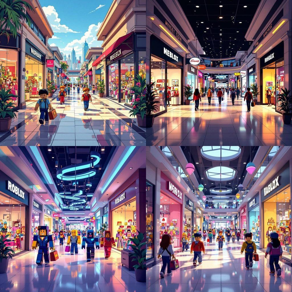 Roblox Mall in Comic Book Art Style