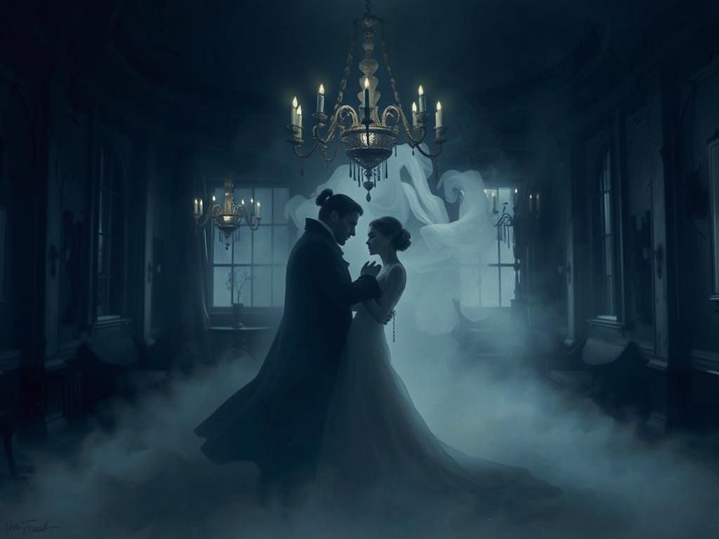Gothic Romance: Man Reaching for Ethereal Woman