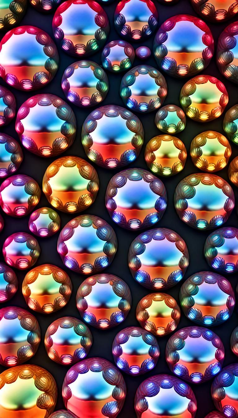 Iridescent Spheres Over Neon Sea in 3D Rendering