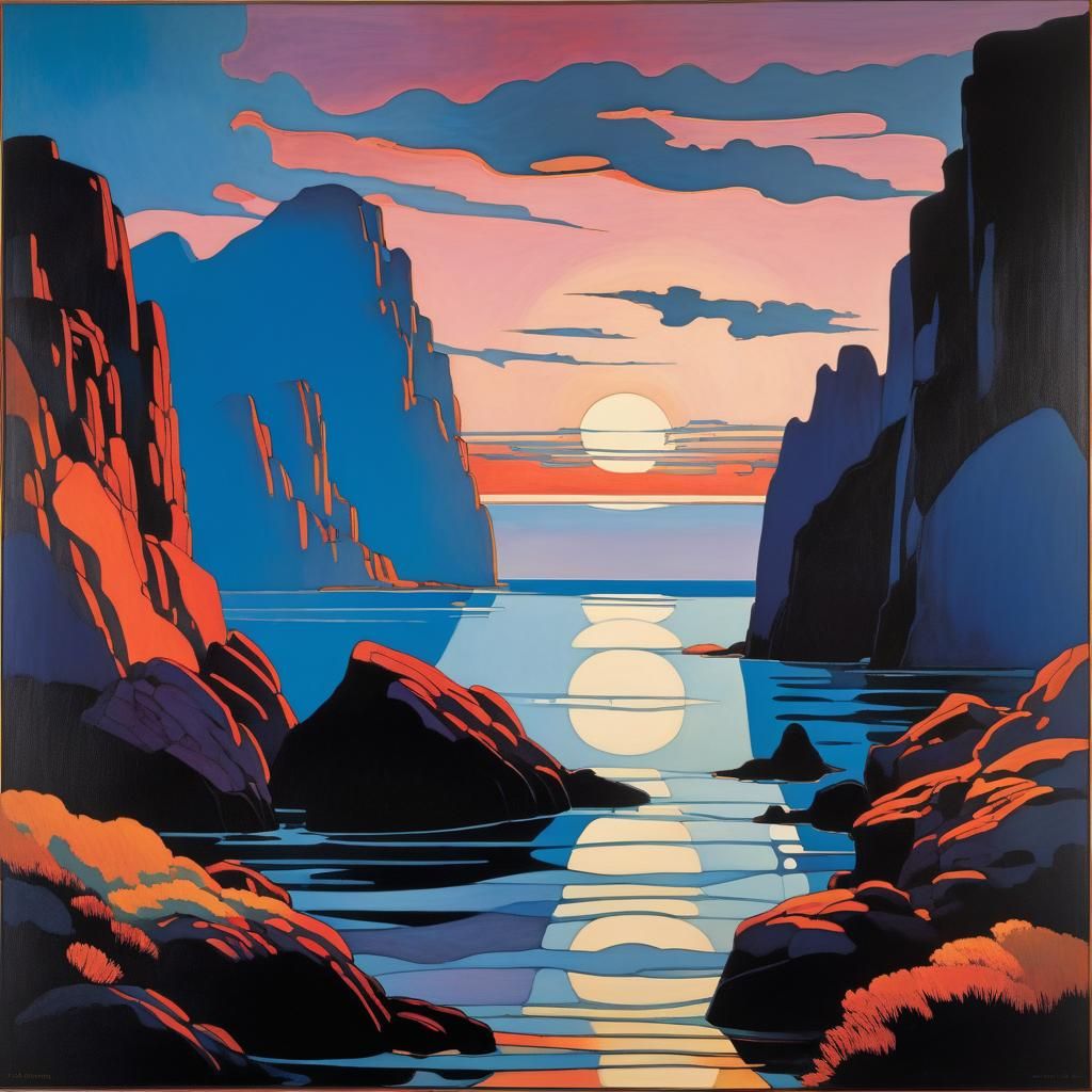 Calm Sunset Sea: American Early 20th-Century Painting