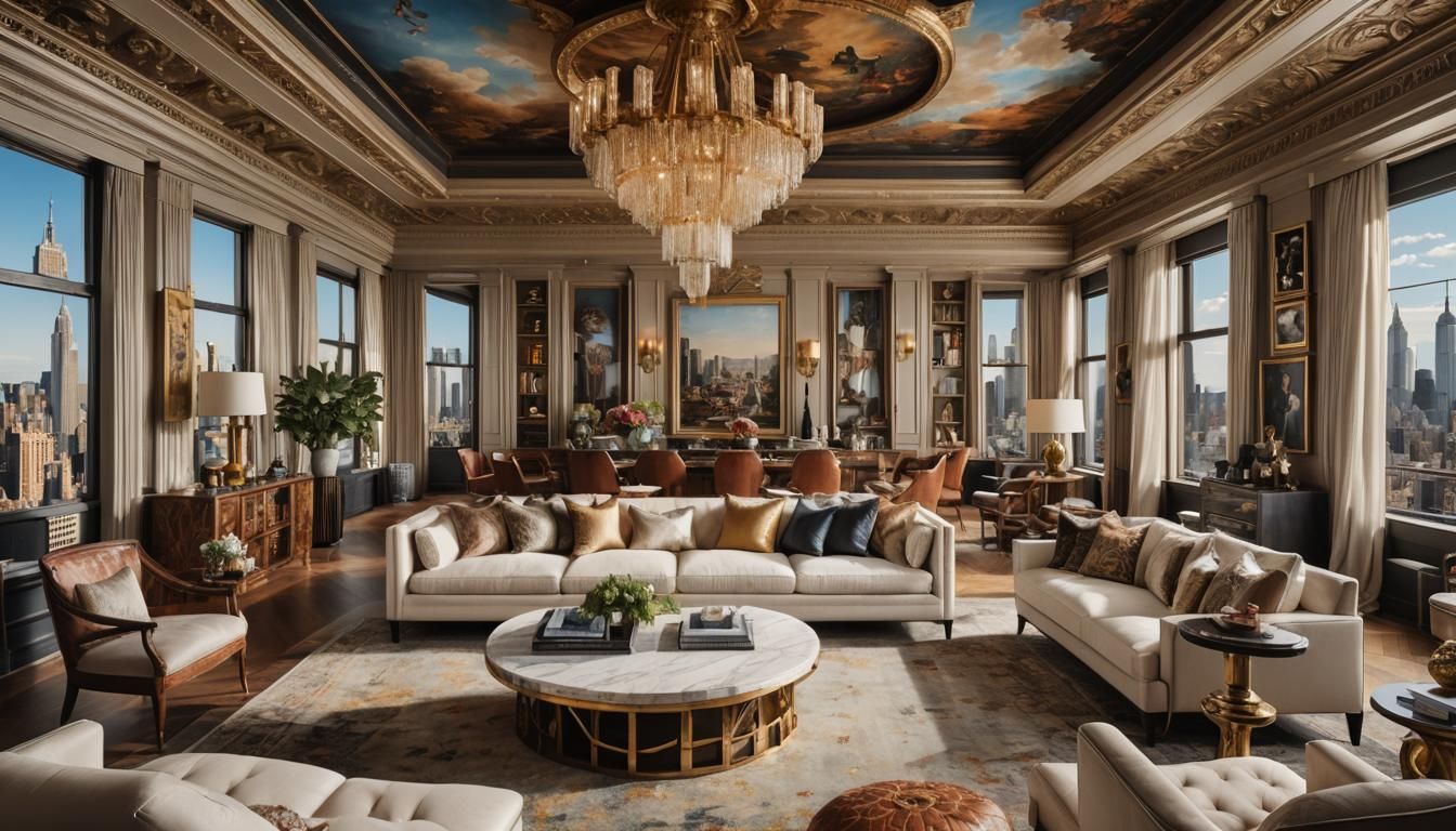 Maximalist Penthouse Interior in Country Western Style