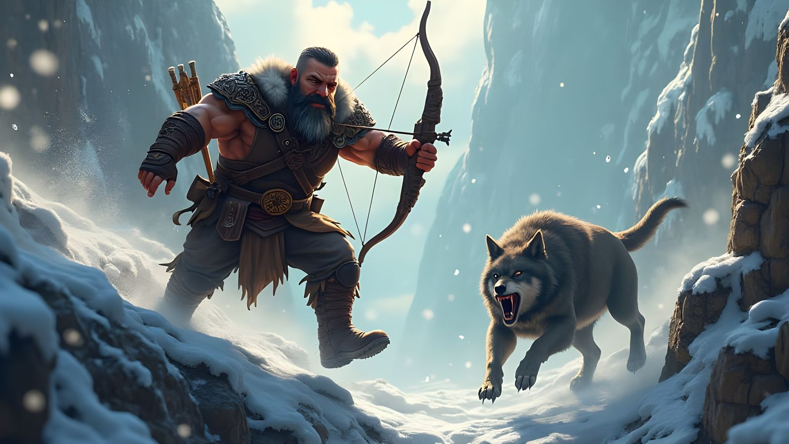 Dwarven Hunter's Desperate Leap: Anime-Inspired Chase