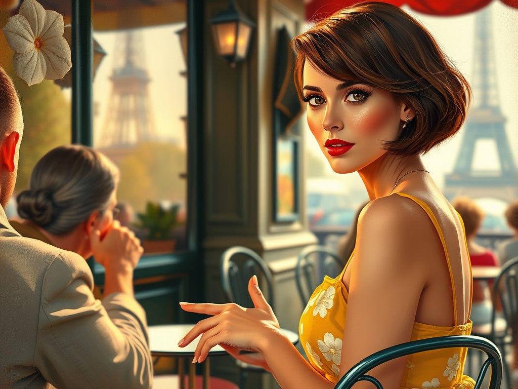 Charming Parisian Beauty in Impressionist Style