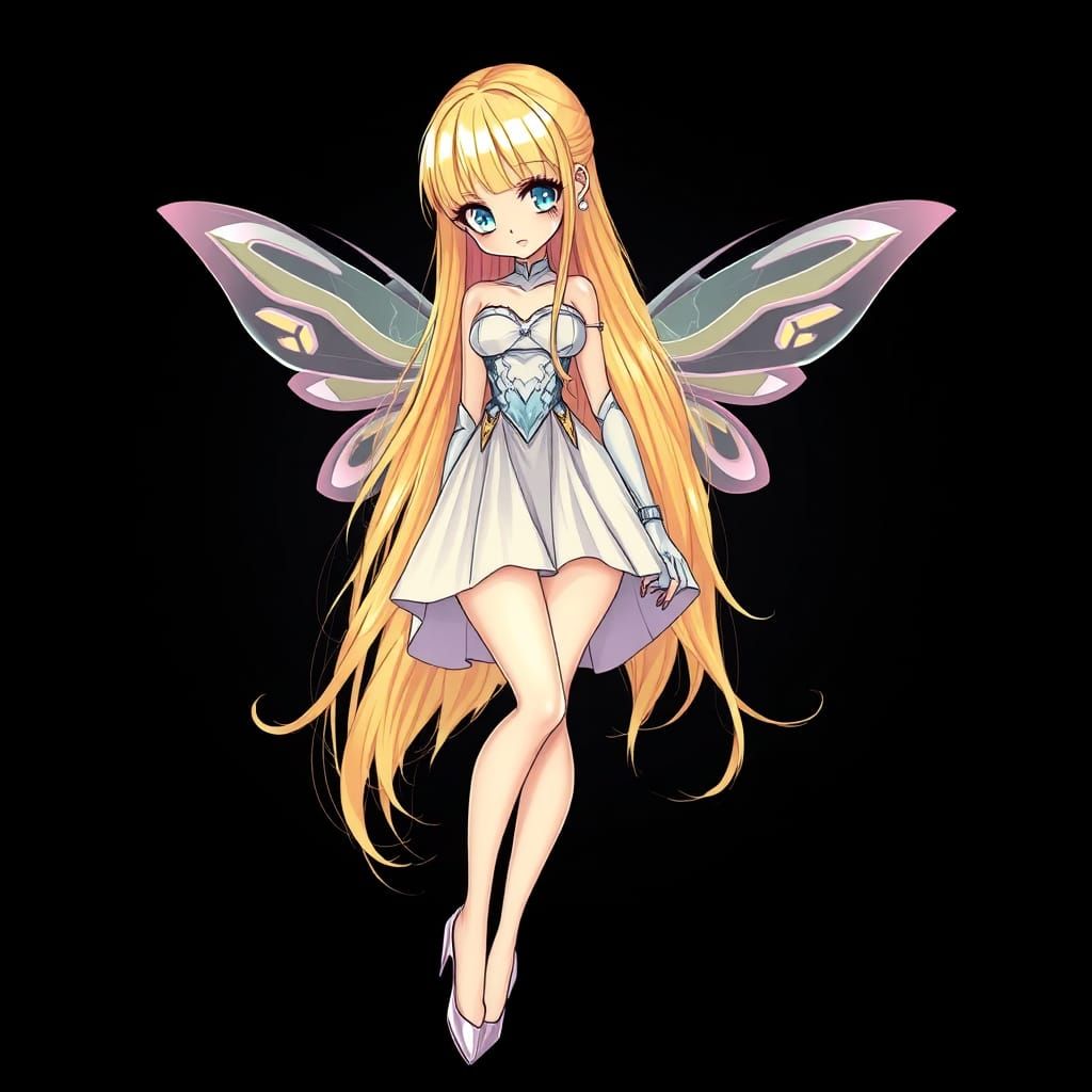 Anime Cyborg in Pointillism Style with Blonde Hair