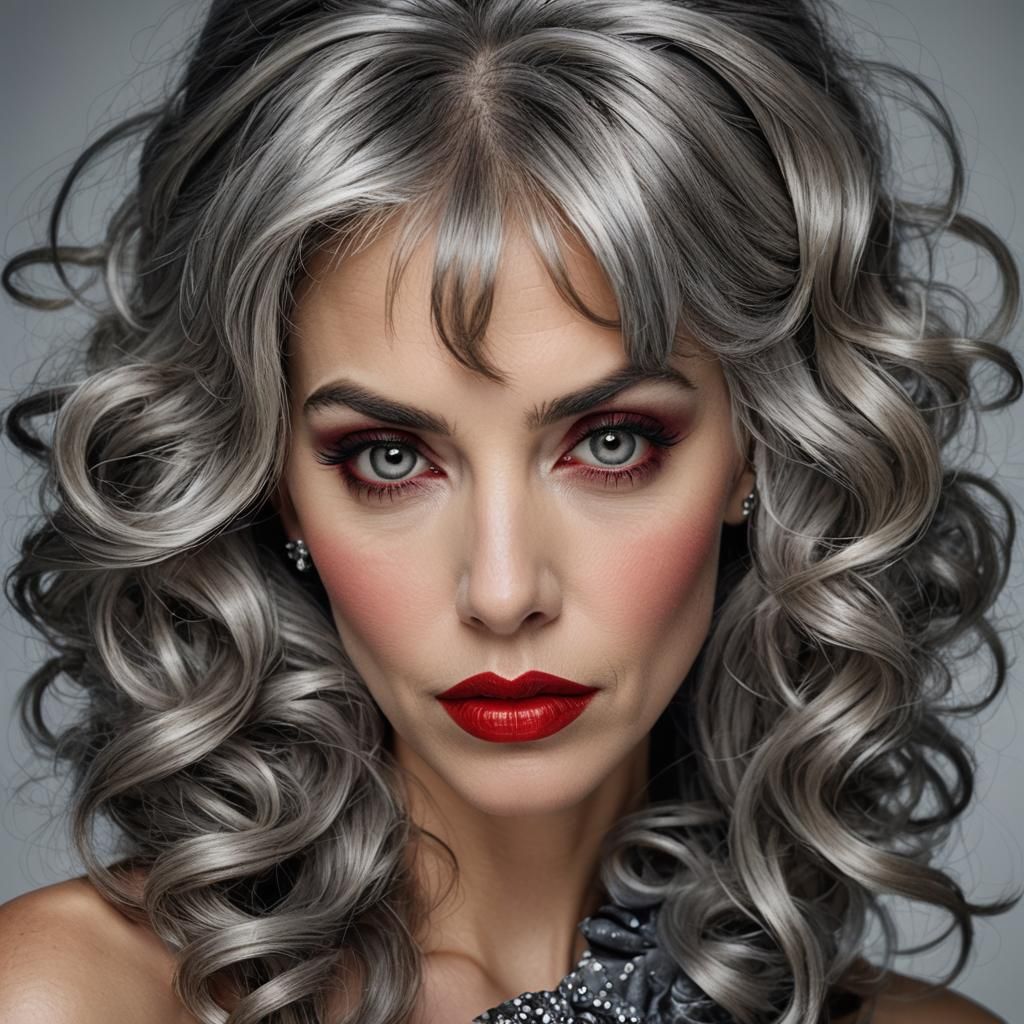 Stunning Woman with Smoky Eyes and Red Lipstick