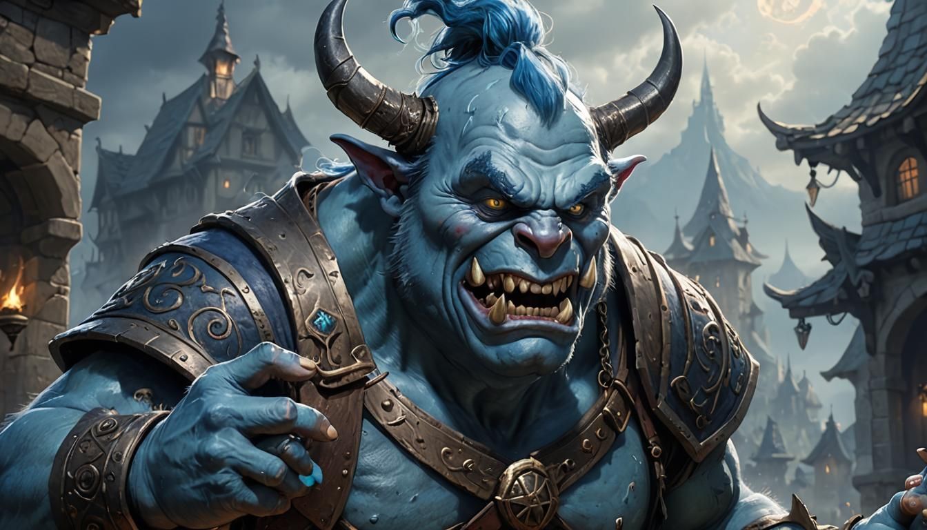 Blue Ogre Spellcasting with Funny Face