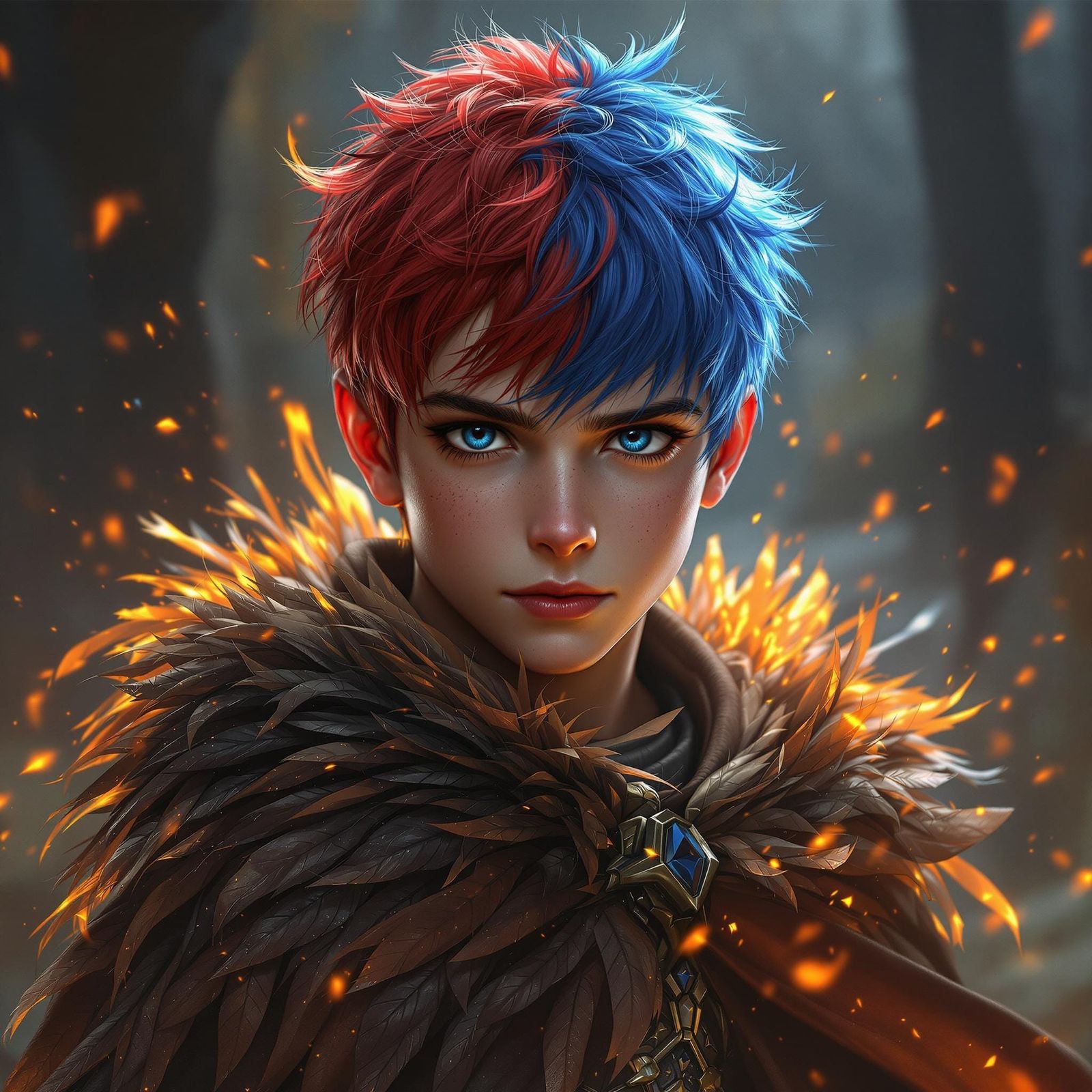 Youthful Mage in Fiery Regalia