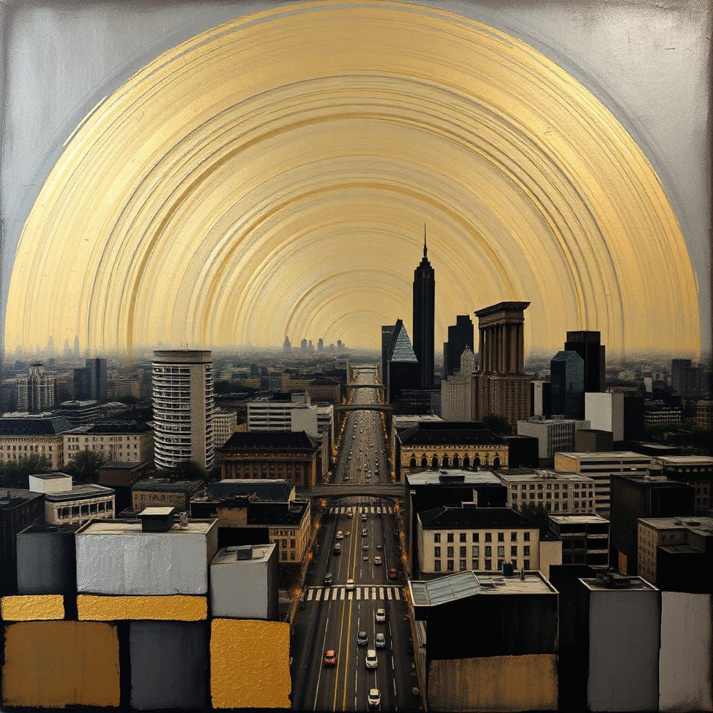 Metallic Berlin Cityscape Inspired by Rothko